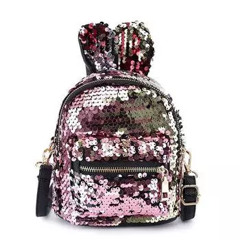 Рюкзак с блестками, модный детский повседневный детский рюкзак с кроличьими ушками 18*17*13cm золотой