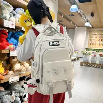 Рюкзак с буквенным принтом для учениц начальной школы четвертого, пятого и шестого классов, школьные сумки, однотонный рюкзак синий