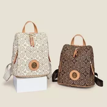 Рюкзак с буквенным принтом, мягкий кожаный женский рюкзак большой вместимости для путешествий коричневый