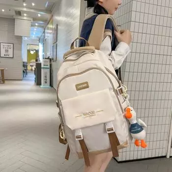 Рюкзак с буквенным принтом, рюкзак для младших классов средней школы, школьный стиль чёрный