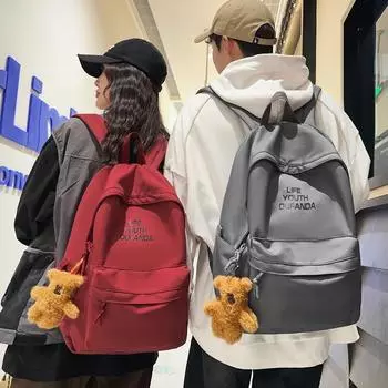 Рюкзак с буквенным принтом, школьный рюкзак для студентов чёрный