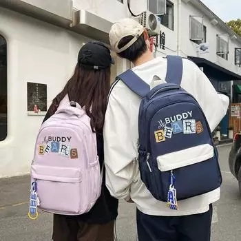 Рюкзак с буквенным принтом, студенческий школьный рюкзак для женщин и мужчин хаки