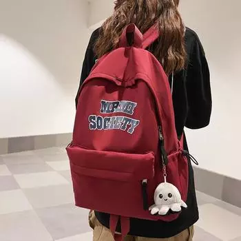 Рюкзак с буквенным принтом, студенческий школьный рюкзак, женский рюкзак большой емкости светло-синий