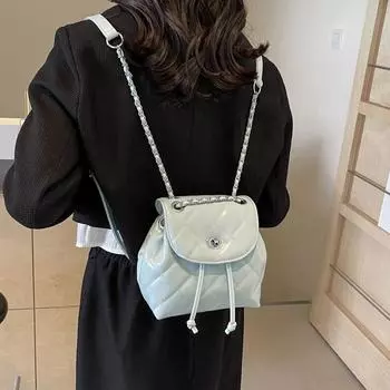 Рюкзак с цепочкой, женская сумка через плечо, небольшой рюкзак двойного назначения чёрный