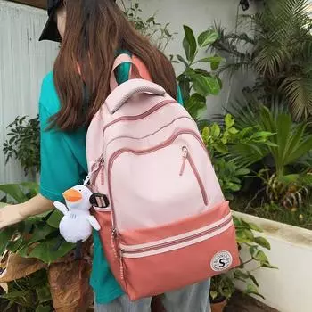 Рюкзак с цветными блоками, женский рюкзак большой вместимости, школьный рюкзак для младших школьников и старшеклассников