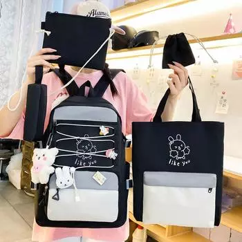 Рюкзак с цветными блоками, женский школьный рюкзак большой вместимости, многосекционный повседневный рюкзак розовый