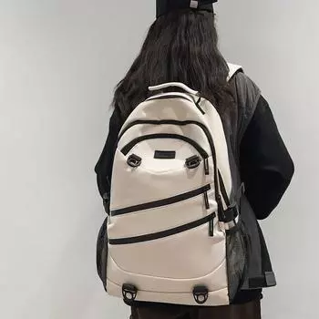 Рюкзак с двойной косой молнией, студенческий школьный рюкзак, мужская дорожная сумка, унисекс, компьютерная сумка чёрный