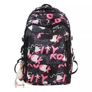 Рюкзак с граффити, контрастный, для ученика средней школы, школьный рюкзак, легкий рюкзак для девочки чёрный