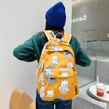 Рюкзак с граффити, студентка, большая вместимость, студенческий рюкзак для кампуса, школьный рюкзак для путешествий на открытом воздухе чёрный