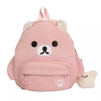 Рюкзак с изображением медведя для девочек, большая вместимость, школьный портфель для школьников розовый