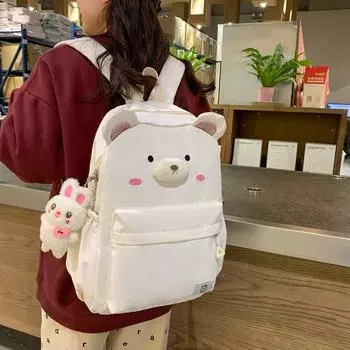 Рюкзак с изображением медведя из мультфильма, женский милый студенческий школьный рюкзак большой емкости, дорожный рюкзак