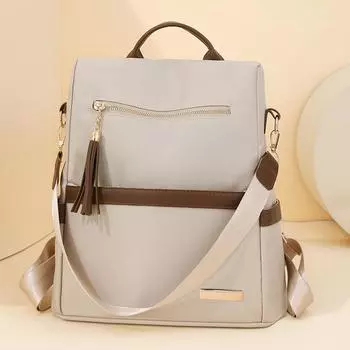 Рюкзак с кисточками для женщин, контрастный цвет, дорожный рюкзак, маленький, школьный рюкзак для студентов коричневый/чёрный