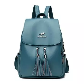 Рюкзак с кисточками, модный, большой емкости, школьный рюкзак, мягкая кожаная дорожная сумка для мамочек чёрный