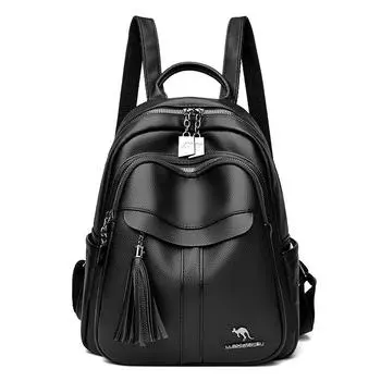 Рюкзак с кисточками, женская сумка большой вместимости, сумка для матери среднего возраста, дорожный рюкзак чёрный