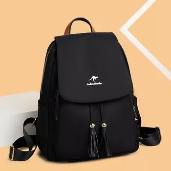 Рюкзак с кисточками Женский дорожный рюкзак большой вместимости чёрный