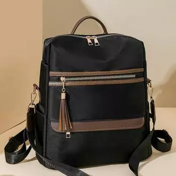 Рюкзак с кисточками, женский дорожный рюкзак, рюкзак большой емкости, студенческая школьная сумка чёрный