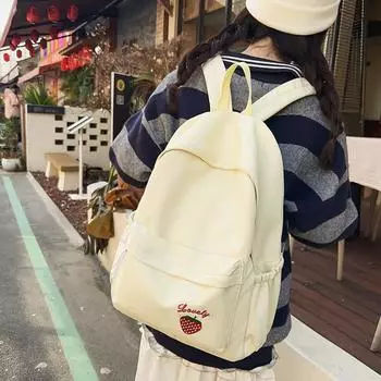 Рюкзак с клубничной вышивкой, женский нейлоновый многофункциональный рюкзак большой емкости, школьный рюкзак для студентов зелёный