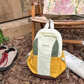 Рюкзак с контрастной строчкой, женский легкий дорожный альпинистский рюкзак Small жёлтый/белый