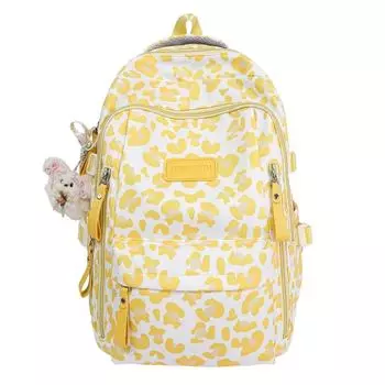 Рюкзак с леопардовым принтом для ученика средней школы, легкий школьный рюкзак, рюкзак большой вместимости для девочки жёлтый