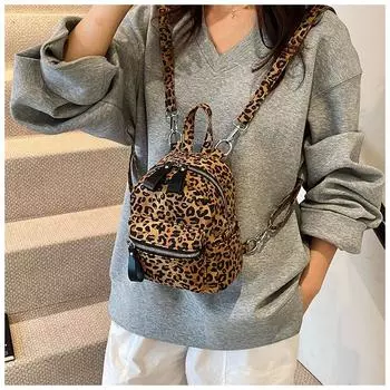 Рюкзак с леопардовым принтом, модная повседневная сумка, осень 2024, новый рюкзак через плечо