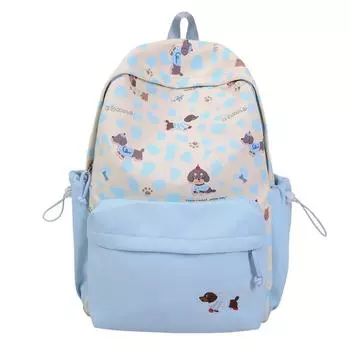 Рюкзак с леопардовым принтом Женский рюкзак большой вместимости Мультяшный студенческий школьный рюкзак Small синий