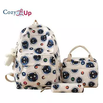 Рюкзак с милым котом, состоящий из 3 предметов, большой вместительный рюкзак для путешествий с героями мультфильмов 31x45x13cm белый