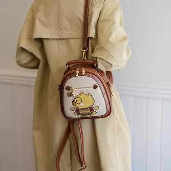 Рюкзак с мультяшным медведем, модный мини-рюкзак, многофункциональная сумка через плечо для женщин коричневый