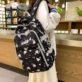 Рюкзак с мультяшным медведем, школьный рюкзак большой емкости с принтом синий