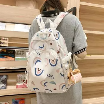 Рюкзак с мультяшным принтом, рюкзак для кампуса, школьный рюкзак для школьников младших классов, женский чёрный