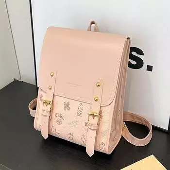 Рюкзак с мультяшным принтом женский новая модная большая вместительность портфель нишевый высококлассный текстурированный женский мешок розовый