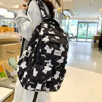 Рюкзак с мультяшным принтом, женский рюкзак большой емкости фиолетовый