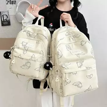 Рюкзак с принтом бабочек, женский рюкзак большой вместимости, школьный рюкзак для школьников, легкий рюкзак Small чёрный