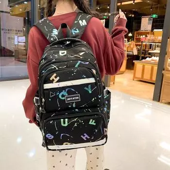 Рюкзак с принтом букв, школьный рюкзак для младших школьников, женский рюкзак большой емкости розовый