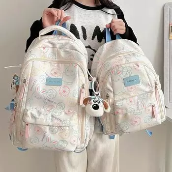 Рюкзак с принтом граффити, женский рюкзак, большая вместимость, школьный рюкзак для школьников Small белый