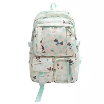 Рюкзак с принтом щенка для учеников средней школы, легкий рюкзак, женский мультяшный рюкзак зелёный