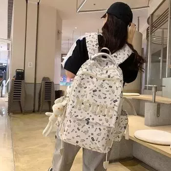 Рюкзак с принтом, школьный рюкзак большой емкости, женский дорожный рюкзак розовый