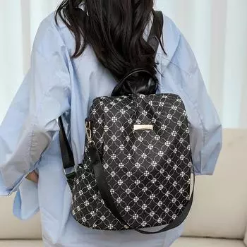 Рюкзак с принтом, школьный рюкзак для женщин, большая вместимость, дорожная сумка чёрный