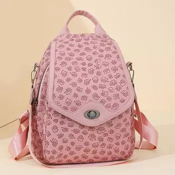 Рюкзак с принтом, женская сумка двойного назначения через плечо, многофункциональный рюкзак большой вместимости чёрный