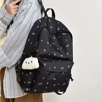 Рюкзак с принтом, женский, большой емкости, рюкзак в стиле колледжа, легкий школьный рюкзак для студентов чёрный