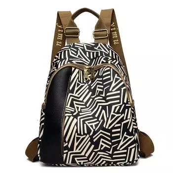 Рюкзак с принтом Женский кожаный рюкзак Школьная сумка чёрный