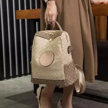 Рюкзак с принтом, женский многофункциональный рюкзак большой вместимости, дорожная школьная сумка, женская кожаная сумка хаки