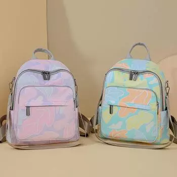 Рюкзак с принтом, женский нейлоновый водонепроницаемый рюкзак, школьная сумка, большая вместительная сумка на плечо чёрный