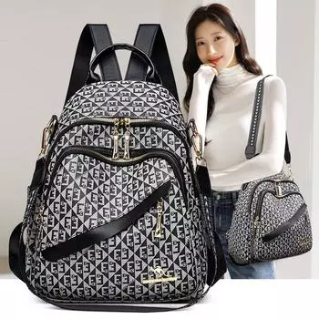 Рюкзак с принтом, женский школьный рюкзак большой вместимости, дорожный рюкзак чёрный