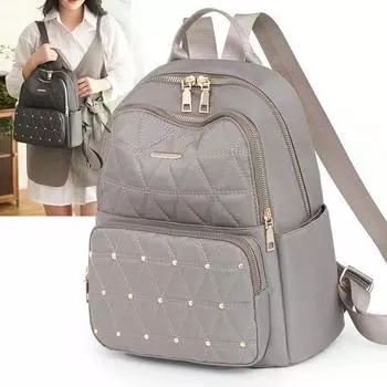 Рюкзак с ромбической вышивкой и заклепками, женская дорожная сумка, женский рюкзак большой емкости