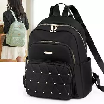 Рюкзак с ромбической вышивкой и заклепками, женская дорожная сумка, женский рюкзак большой емкости