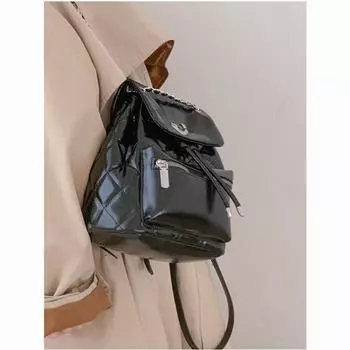 Рюкзак с текстурой Niche, женская сумка 2024 года, новый студенческий рюкзак для поездок на работу, модный универсальный рюкзак Ins, модная сумка-ведро чёрный