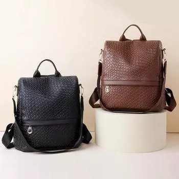 Рюкзак с защитой от кражи, женская кожаная дорожная сумка большой вместимости чёрный