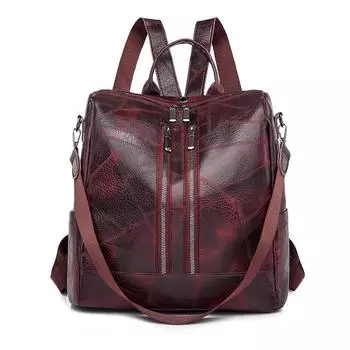 Рюкзак с защитой от кражи, женская сумка из мягкой кожи, сумка через плечо темно-коричневого