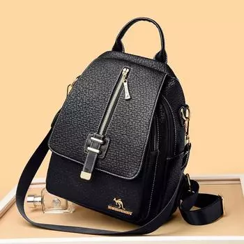 Рюкзак с защитой от кражи, женский многофункциональный школьный рюкзак чёрный