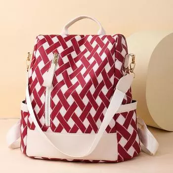 Рюкзак с защитой от кражи, женский рюкзак контрастного цвета для путешествий на открытом воздухе, нейлоновый школьный рюкзак чёрный